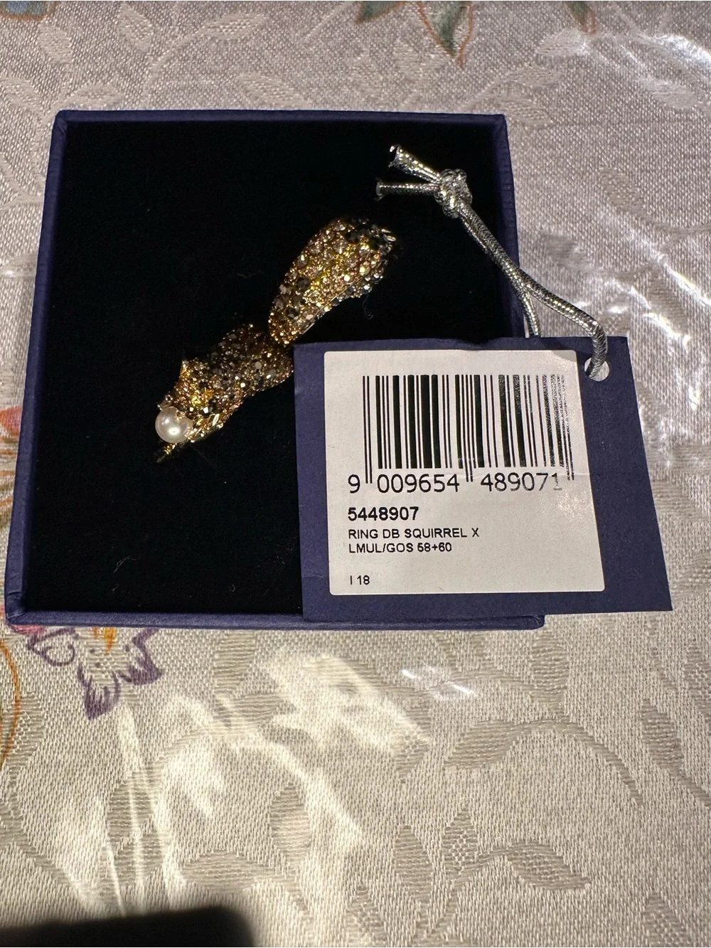 Swarovski Gold-tone Double Squirrel Ring with Pearl Accent - 5448997 - NIB